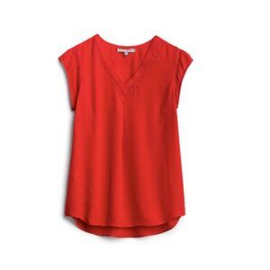 Daniel Rainn Red V-neck Short Sleeve Blouse with Lace Detailing - Size XXL - NWT